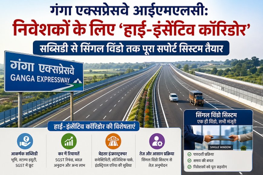 गंगा एक्सप्रेसवे आईएमएलसी: निवेशकों के लिए ‘हाई-इंसेंटिव कॉरिडोर’, सब्सिडी से सिंगल विंडो तक पूरा सपोर्ट सिस्टम तैयार। 