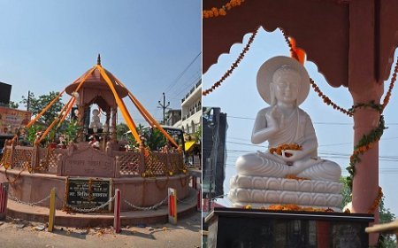 Hardoi: सिनेमा चौराहा अब बना भगवान गौतम बुद्ध चौक, आबकारी मंत्री नितिन अग्रवाल प्रतिमा का अनावरण किया। 