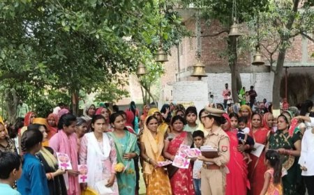 Hardoi : ग्राम चौपाल में महिलाओं को सुरक्षा और पुरुषों को यातायात नियमों के प्रति किया सचेत