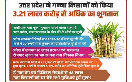 Lucknow: गन्ना किसानों के लिए योगी सरकार का बड़ा रिकॉर्ड: ₹3.21 लाख करोड़ भुगतान, 30 रुपये प्रति कुंतल बढ़े दाम। 