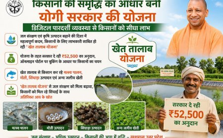 योगी सरकार की ‘खेत तालाब योजना’ बनी किसानों की तरक्की का आधार, जल संरक्षण के साथ बढ़ी आमदनी।