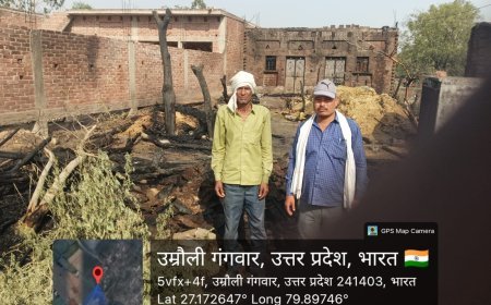 Hardoi: संदिग्ध परिस्थितियों में लगी आग से हुआ हजारों का नुकसान, दो बकरियां सहित गृहस्थी का सामान जलकर खाक। 