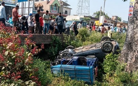बरहैनी में दर्दनाक सड़क हादसा: कार और ई-रिक्शा की भिड़ंत में चालक की मौत, पांच घायल।
