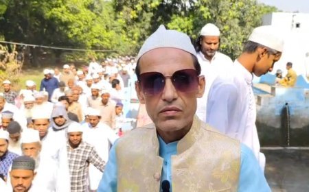 Sambhal : ईदगाह में फूलों की बारिश, भाईचारे का पैगाम, नमाज़ियों पर गुलाब बरसाकर सईद अख्तर इसराइली ने दिया अमन और एकता का संदेश