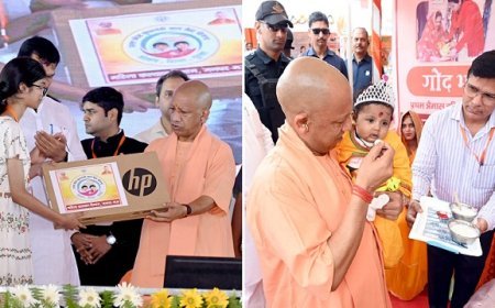 Mau: मुख्यमंत्री ने लाभार्थियों को किया सम्मानित, बच्चों का कराया अन्नप्राशन। 