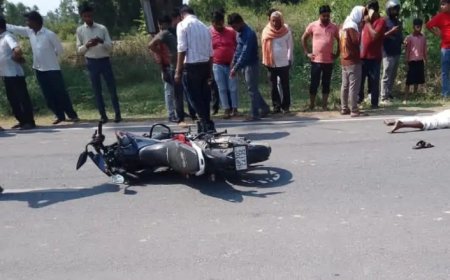 Hardoi : दर्दनाक सड़क हादसा- पिकअप की टक्कर के बाद ट्रैक्टर की चपेट में आने से बाइक सवार की मौत