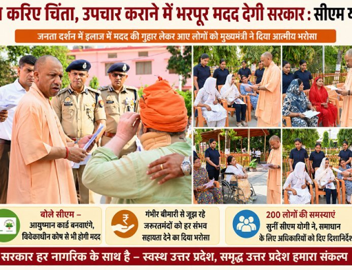 Gorakhpur: जनता दर्शन में सीएम योगी का भरोसा: बोले सीएम- मत करिए चिंता, उपचार कराने में भरपूर मदद देगी सरकार।