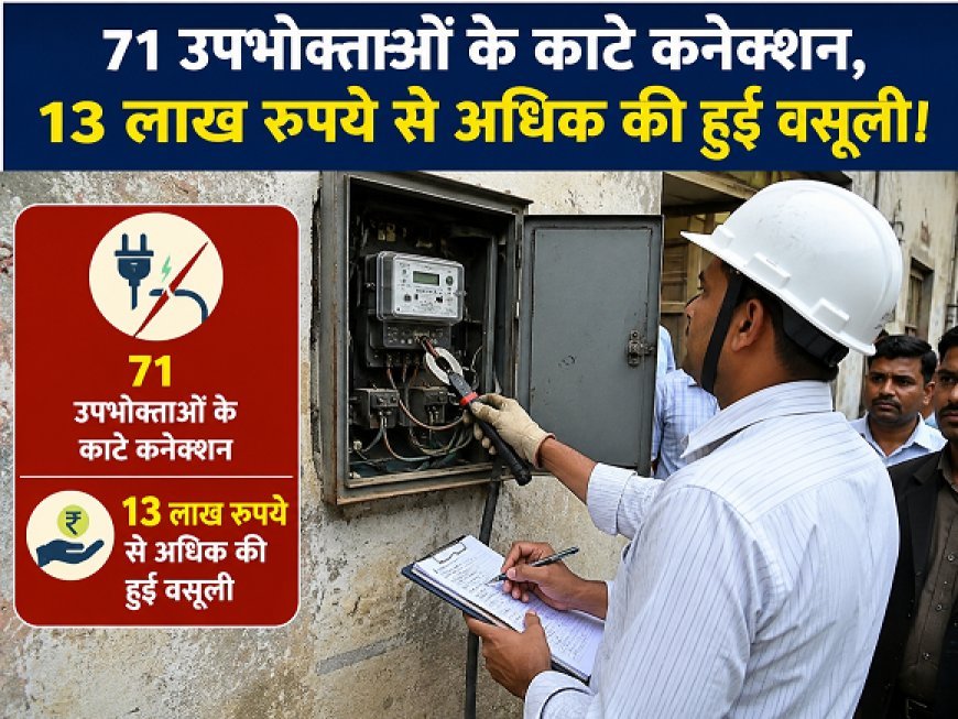 Deoband: 71 उपभोक्ताओं के काटे कनेक्शन, 13 लाख रुपये से अधिक की हुई वसूली।