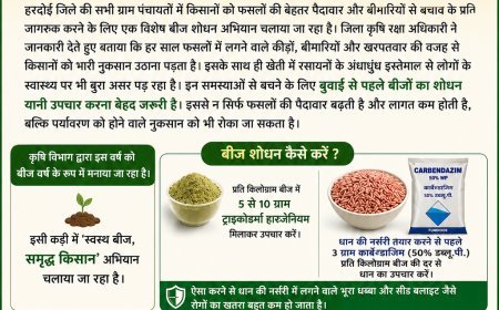 Hardoi : 'स्वस्थ बीज, समृद्ध किसान' अभियान की शुरुआत, फसलों को बीमारियों से बचाने के लिए बीज शोधन बेहद जरूरी