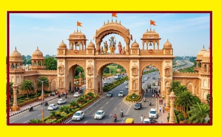 Lucknow: श्रद्धालुओं के स्वागत के लिए अयोध्या-लखनऊ मार्ग पर भव्य गेट कॉम्प्लेक्स तैयार