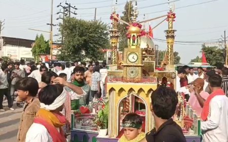 Sambhal : मुहर्रम पर उमड़ा अकीदतमंदों का सैलाब, इमाम हुसैन की शहादत की याद में निकले ताज़िये और मातमी जुलूस