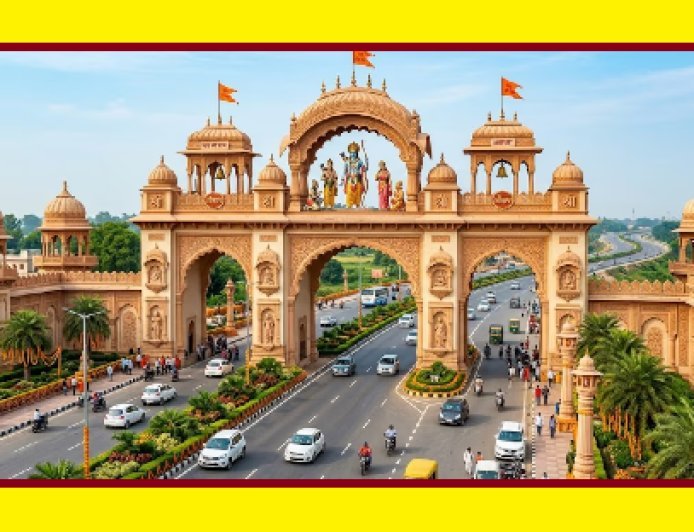 Lucknow: श्रद्धालुओं के स्वागत के लिए अयोध्या-लखनऊ मार्ग पर भव्य गेट कॉम्प्लेक्स तैयार