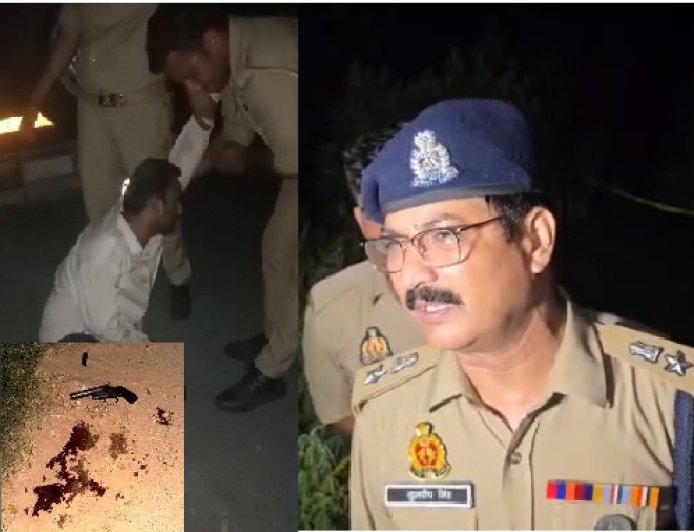 Sambhal : 25 हजार का इनामी बदमाश पुलिस मुठभेड़ में दबोचा, तमंचा, बाइक और नकदी बरामद
