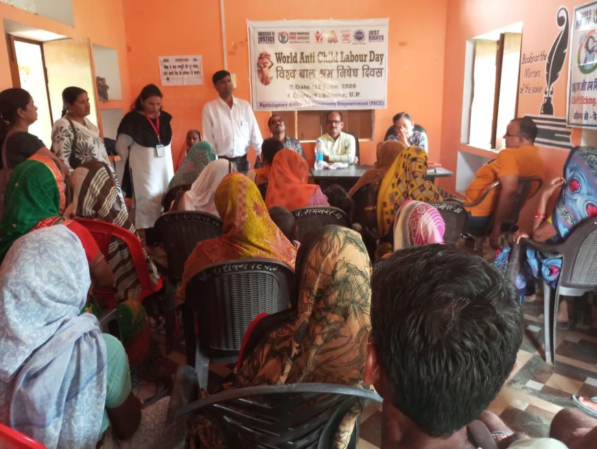 Sitapur : विश्व बाल श्रम निषेध दिवस पर सीतापुर के रामनगर में कानूनी जागरूकता कार्यक्रम आयोजित, बाल मजदूरी रोकने की दिलाई शपथ