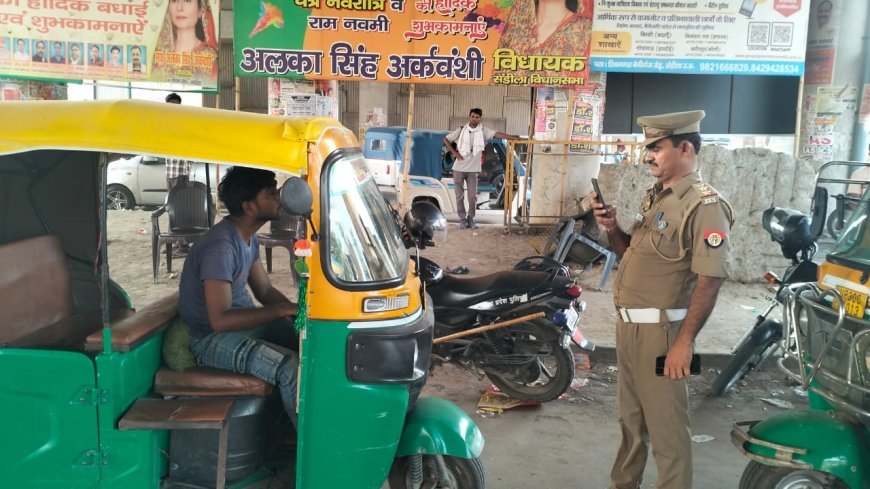 Hardoi : संडीला में यातायात पुलिस का विशेष अभियान, 26 वाहनों का ई-चालान और चार सीज