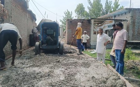 बाजपुर के महेशपुरा में सीसी टाइल्स रोड का निर्माण शुरू: जलभराव की पुरानी समस्या से ग्रामीणों को मिलेगी राहत