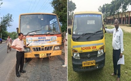 हरदोई में 'मिशन सेफ फ्यूचर' अभियान तेज, 12 स्कूली वाहनों के चालान, 6 वाहन सीज