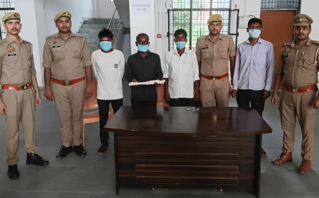 Hardoi: खेत पर मारपीट और बैंके से हमला करने वाले चार आरोपी गिरफ्तार, घटना में प्रयुक्त बांका बरामद
