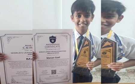 विश्व रिकॉर्ड में दर्ज हुई उपलब्धि, छात्र मनन गोयल  को मिला सम्मान