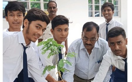 Sitapur: स्टडी प्वाइंट इंटर कॉलेज में वृक्षारोपण, छात्रों को वितरित किए गए फलदार व औषधीय पौधे।