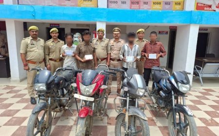 Hathras: सासनी पुलिस ने वाहन चोर व मोबाइल छिनैती गैंग के चार आरोपी गिरफ्तार