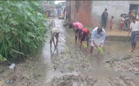 Sitapur News: बदहाल सड़क और जलभराव से परेशान ग्रामीणों का अनोखा प्रदर्शन, रास्ते में धान रोपकर जताया विरोध