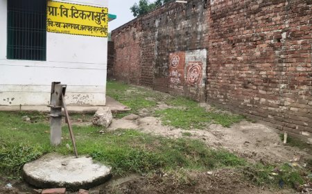 नवनिर्मित प्राथमिक विद्यालय के रास्ते में कीचड़ और गंदा पानी, पेयजल संकट से जूझ रहे बच्चे