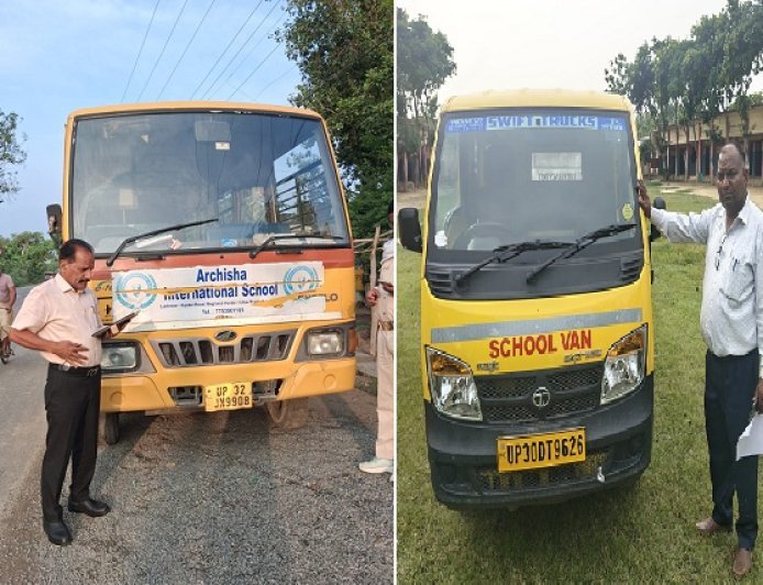हरदोई में 'मिशन सेफ फ्यूचर' अभियान तेज, 12 स्कूली वाहनों के चालान, 6 वाहन सीज