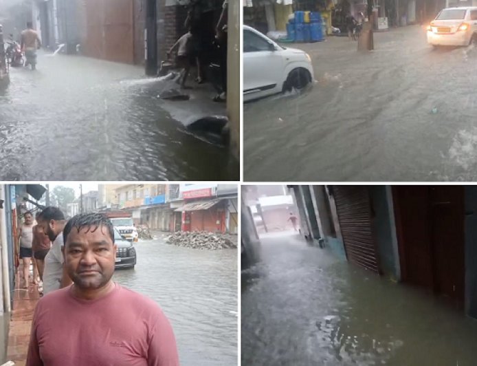 Sambhal: घुटनों से ऊपर पानी, घर-दुकानों में घुसा सैलाब, खुली नगर पंचायत की तैयारी की पोल
