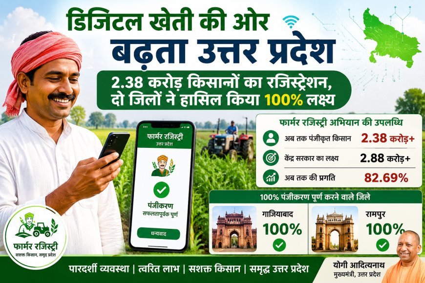 डिजिटल खेती की ओर बढ़ता उत्तर प्रदेश: 2.38 करोड़ किसानों का रजिस्ट्रेशन, दो जिलों ने हासिल किया 100% लक्ष्य