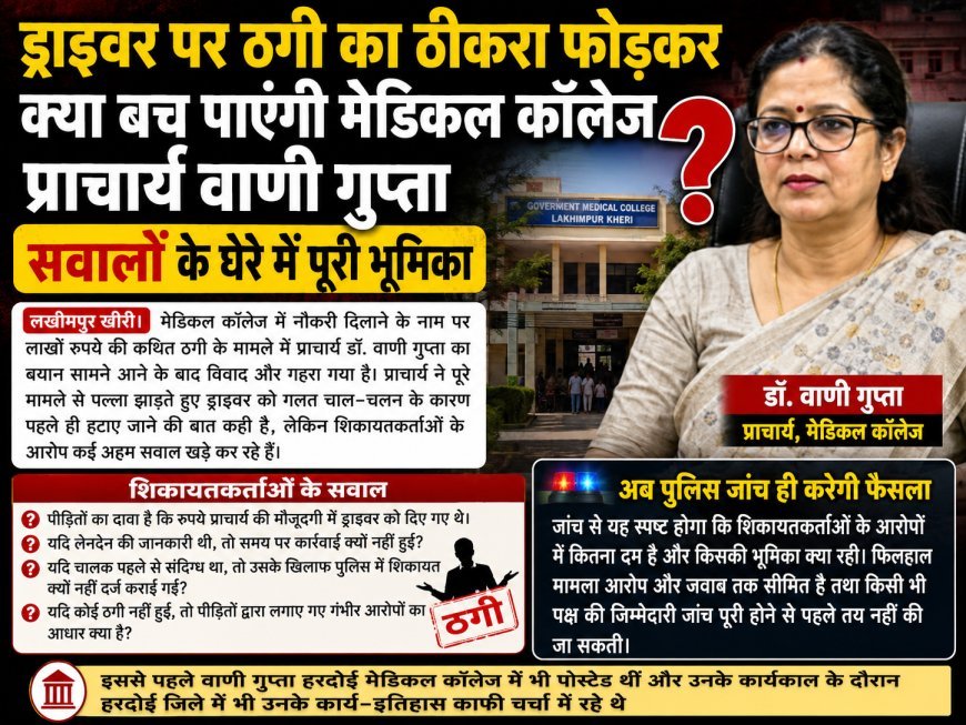 लखीमपुर खीरी मेडिकल कॉलेज में नौकरी के नाम पर लाखों की ठगी, सवालों के घेरे में प्राचार्य वाणी गुप्ता की भूमिका