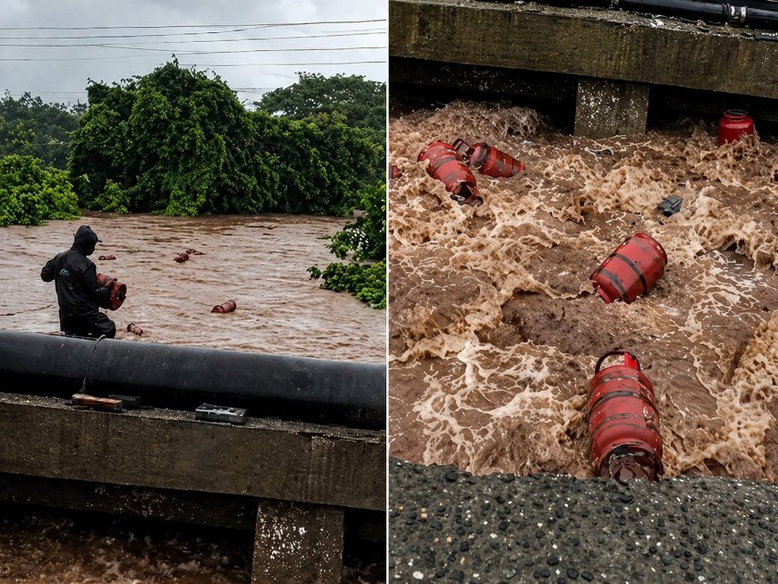 Raigad LPG Cylinder Video: महाराष्ट्र के रायगढ़ में नदी में बहे 3000 एलपीजी सिलिंडर, प्रशासन ने जारी की सख्त चेतावनी