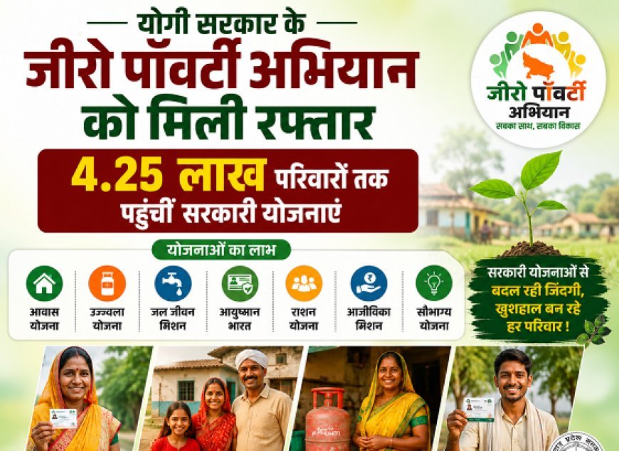 योगी सरकार के जीरो पॉवर्टी अभियान को मिली रफ्तार,  4.25 लाख परिवारों तक पहुंचीं सरकारी योजनाएं