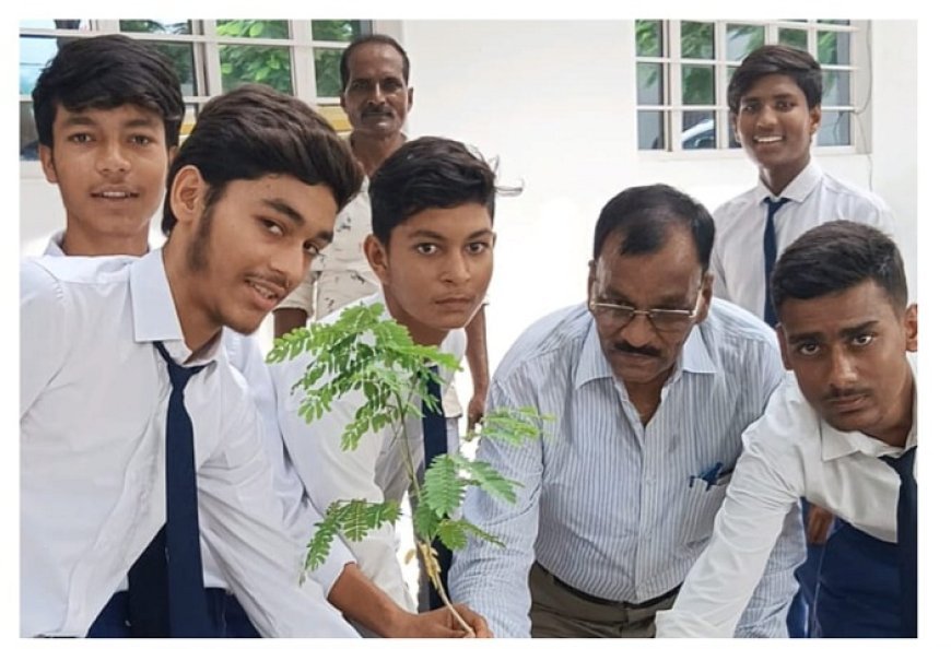 Sitapur: स्टडी प्वाइंट इंटर कॉलेज में वृक्षारोपण, छात्रों को वितरित किए गए फलदार व औषधीय पौधे।
