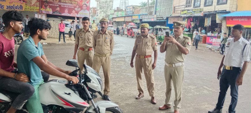 Hardoi: संडीला में यातायात पुलिस का अभियान, 43 वाहनों के चालान, 9 वाहन सीज
