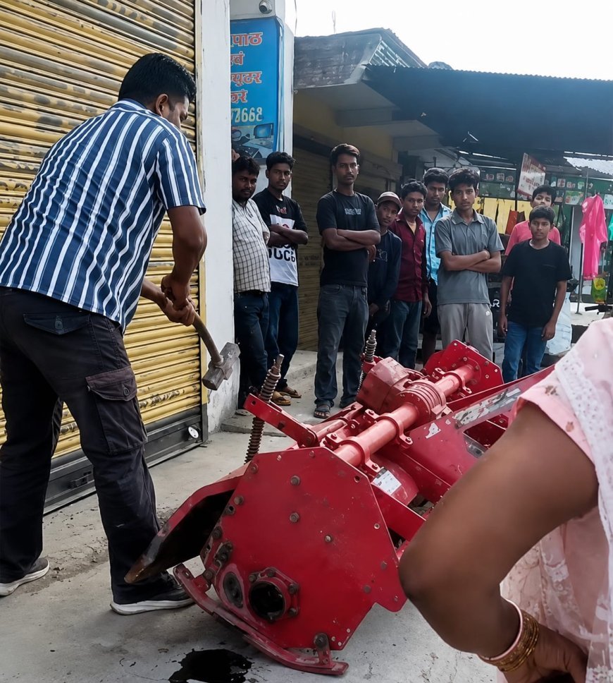 बाजपुर में दुकान पर अवैध कब्जे का प्रयास, किराएदार पर लगा रोटावेटर तोड़ने व धमकी देने का आरोप