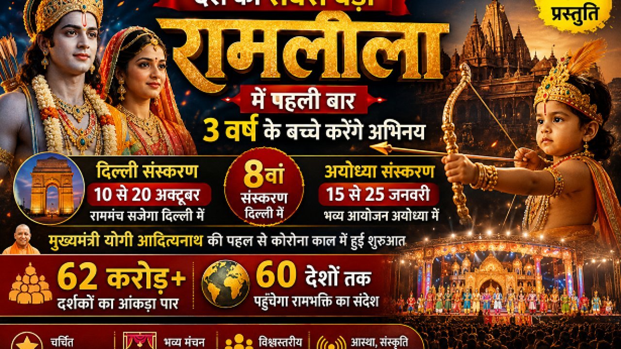 Ayodhya Ramlila 2026: देश की सबसे बड़ी रामलीला में पहली बार 3 साल के बच्चे करेंगे अभिनय, पढ़ें पूरी खबर ।