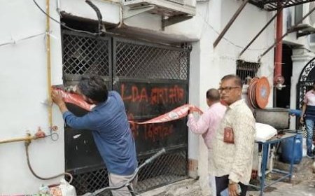 लखनऊ के अलीगंज में एलडीए की बड़ी कार्रवाई, बिना नक्शा पास बने अवैध हॉस्टल को किया सील