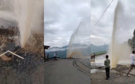 Mussoorie Yamuna Drinking Water Scheme Pipeline Burst: मसूरी में 144 करोड़ की पेयजल योजना की पाइप लाइन फटी, सड़क धंसी