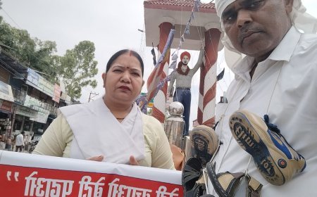 महिला अपराध नियंत्रण पर बाजपुर में अनोखा प्रदर्शन, ओम प्रकाश वर्मा ने अपनी योजना लागू करने की रखी मांग