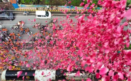 झांसी में भव्य कांवड़ यात्रा पर हेलीकॉप्टर से बरसे फूल, श्रद्धालुओं ने लगाए हर-हर महादेव के जयकारे