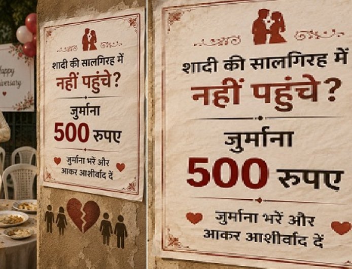 अनोखा मामला: शादी की सालगिरह में नहीं पहुंचे मेहमान तो हुगली के शख्स ने ठोका 500-500 रुपये का जुर्माना, जगह-जगह चिपकाए पोस्टर