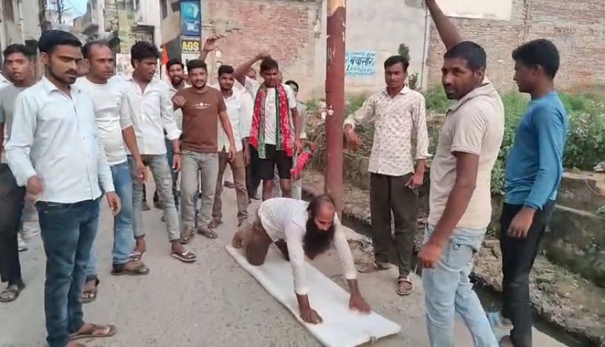 Sambhal: 2027 की सत्ता के लिए दंडवत संकल्प! अखिलेश यादव के मुख्यमंत्री बनने की कामना लेकर निकले अमन यादव