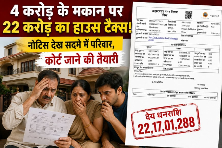 Saharanpur: 4 करोड़ के मकान पर 22 करोड़ का हाउस टैक्स! नोटिस देख सदमे में परिवार, कोर्ट जाने की तैयारी
