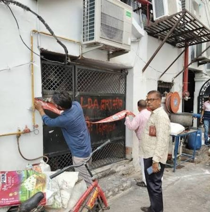लखनऊ के अलीगंज में एलडीए की बड़ी कार्रवाई, बिना नक्शा पास बने अवैध हॉस्टल को किया सील
