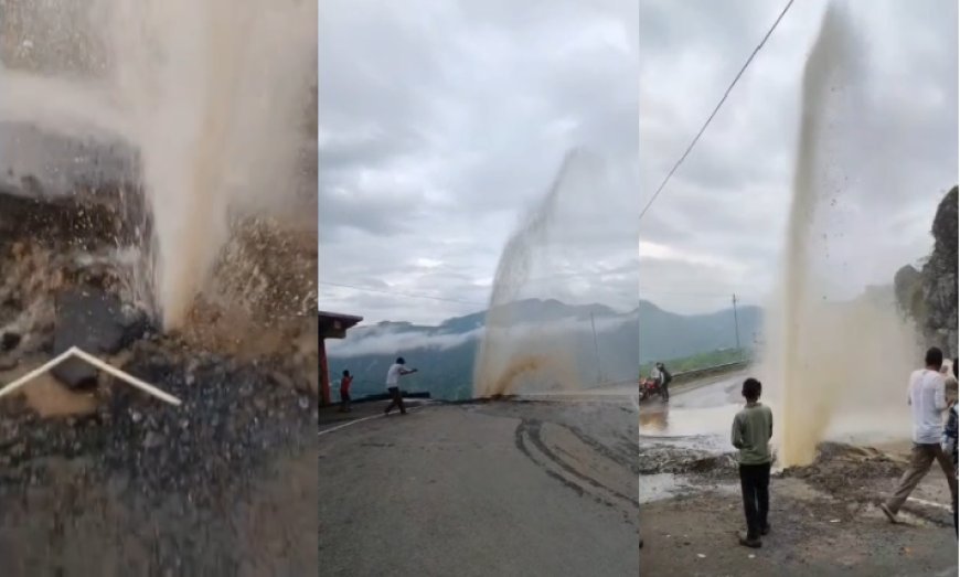 Mussoorie Yamuna Drinking Water Scheme Pipeline Burst: मसूरी में 144 करोड़ की पेयजल योजना की पाइप लाइन फटी, सड़क धंसी