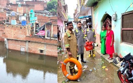 सीतापुर में उफनती सरायन नदी के बीच फंसा परिवार, पुलिस और दमकल टीम ने किया सुरक्षित रेस्क्यू