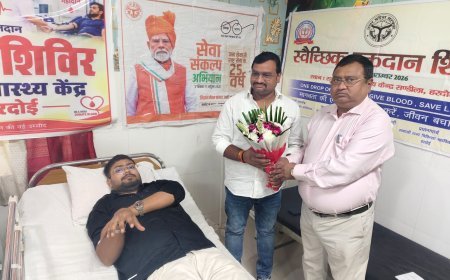 संडीला सीएचसी में रक्तदान शिविर: सेवा पखवाड़े में उमड़े लोग, स्वास्थ्य टीम ने जांची फिटनेस