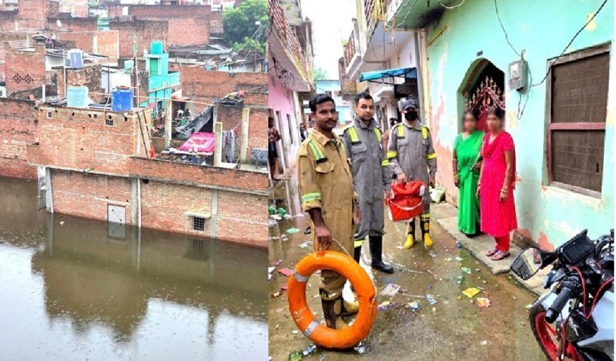 सीतापुर में उफनती सरायन नदी के बीच फंसा परिवार, पुलिस और दमकल टीम ने किया सुरक्षित रेस्क्यू