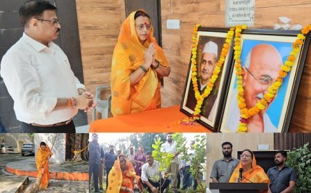 Hardoi News: अहिंसा, स्वच्छता और सेवा के संकल्प से गांधी-शास्त्री जयंती पर अध्यक्ष प्रेमावती ने किया ध्वजारोहण, श्रमदान व पौधरोपण।